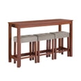thumbnail image 5 of Aukfa 59" Bar Table Set with Charging Station, 4-Piece Counter Height Kitchen Island Set,3 Upholstered Stools,Cherry, 5 of 8
