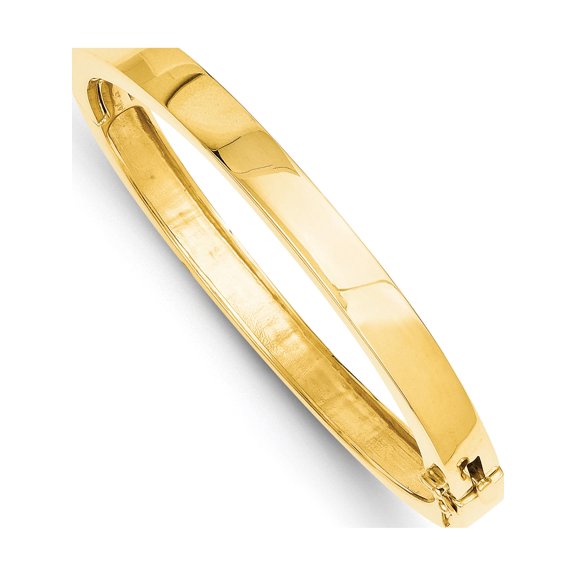 14k Yellow Gold 6.3mm Polished Solid Hinged Bangle Bracelet