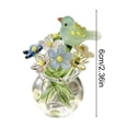 thumbnail image 3 of Rijanmt Handmade Glass Vase with Crystal Flower Decor,2.36" H Mini Glass Planter with Colorful Daisy Floral & Bird,Matching Real Flower Arrangements,For Home Office Table Centerpieces,Gift for Mom,B, 3 of 6