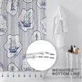thumbnail image 5 of Blue Nautical Waterproof Fabric Shower Curtain,Coastal Ocean Shower Curtains Sets for Bathroom,Blue White Bath Curtain with 12 Hooks 72x72 Inches, 5 of 6
