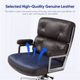 thumbnail image 6 of Mid Back Genuine Leather Office Chair, Adjustable Height and Liftable Swivel Computer Chair with Rolling Casters for Home Office Use, Brown, 6 of 15