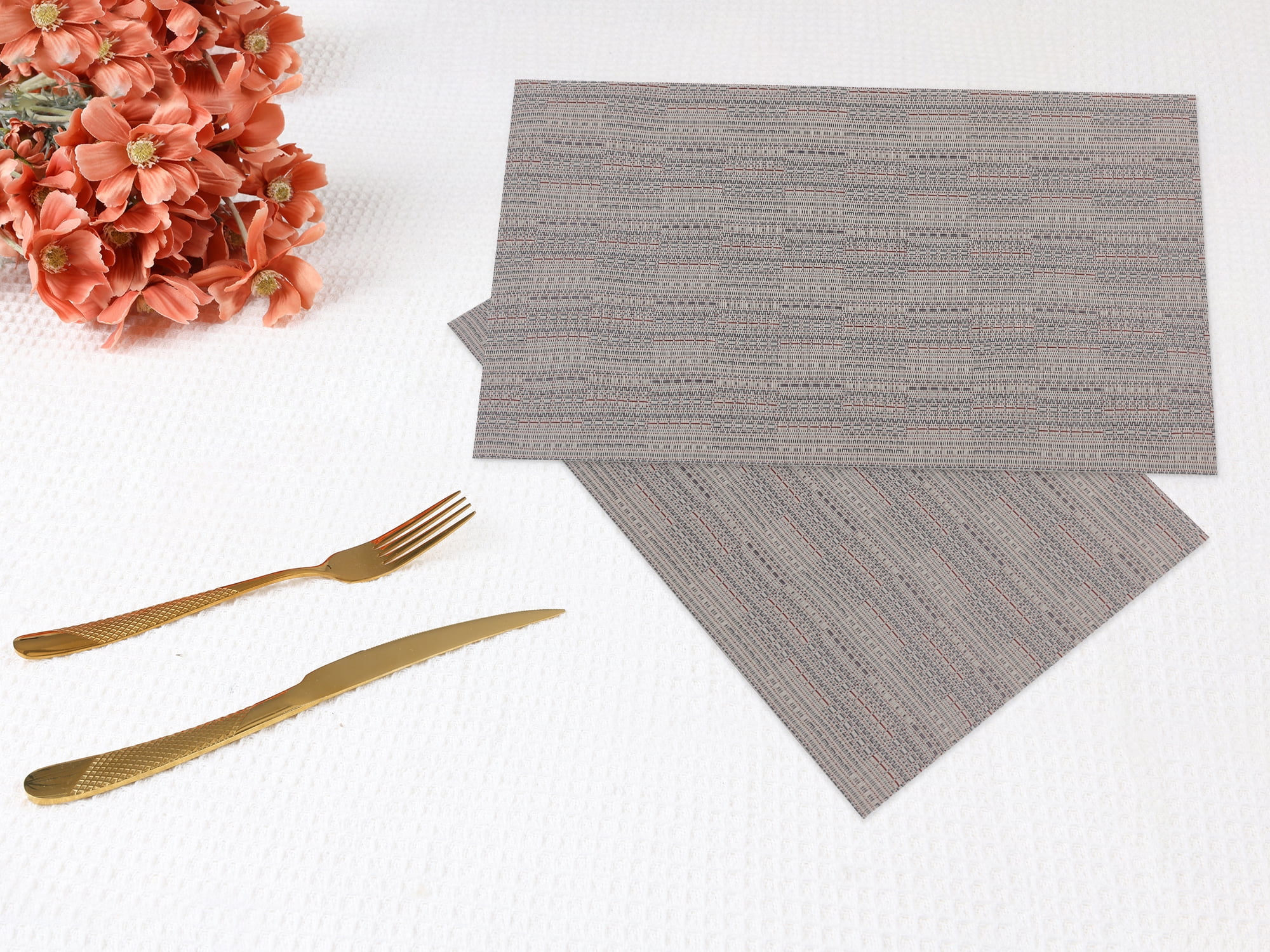 Unique Bargains Polyvinyl Chloride Placemats for Kitchen Heat Resistant Gray