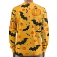 thumbnail image 4 of Domuza Men's Halloween Shirt Horror Novelty Print Long Sleeve Loose Fit Henley T-Shirt Comfy Lightweight Casual Button Up Blouse for Halloween Party Saffron XXL, 4 of 6