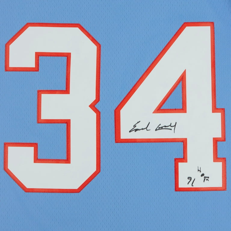 Earl Campbell Houston Oilers Autographed Light Blue Mitchell & Ness  Authentic Jersey with ''HOF 91'' Inscription