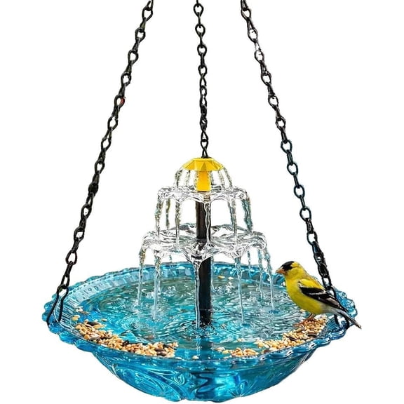 Solar Bird Bath Fountain - Large Humming Birds Baths Fountains, with Solars Pump & Glass Bowl, for Outdoor, Gardens