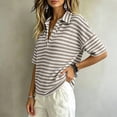 thumbnail image 3 of Ankola Womens Striped Knit Polo Shirts Short Sleeve Collared Shirt Casual Summer Pullover Sweater Tee Tops, 3 of 5
