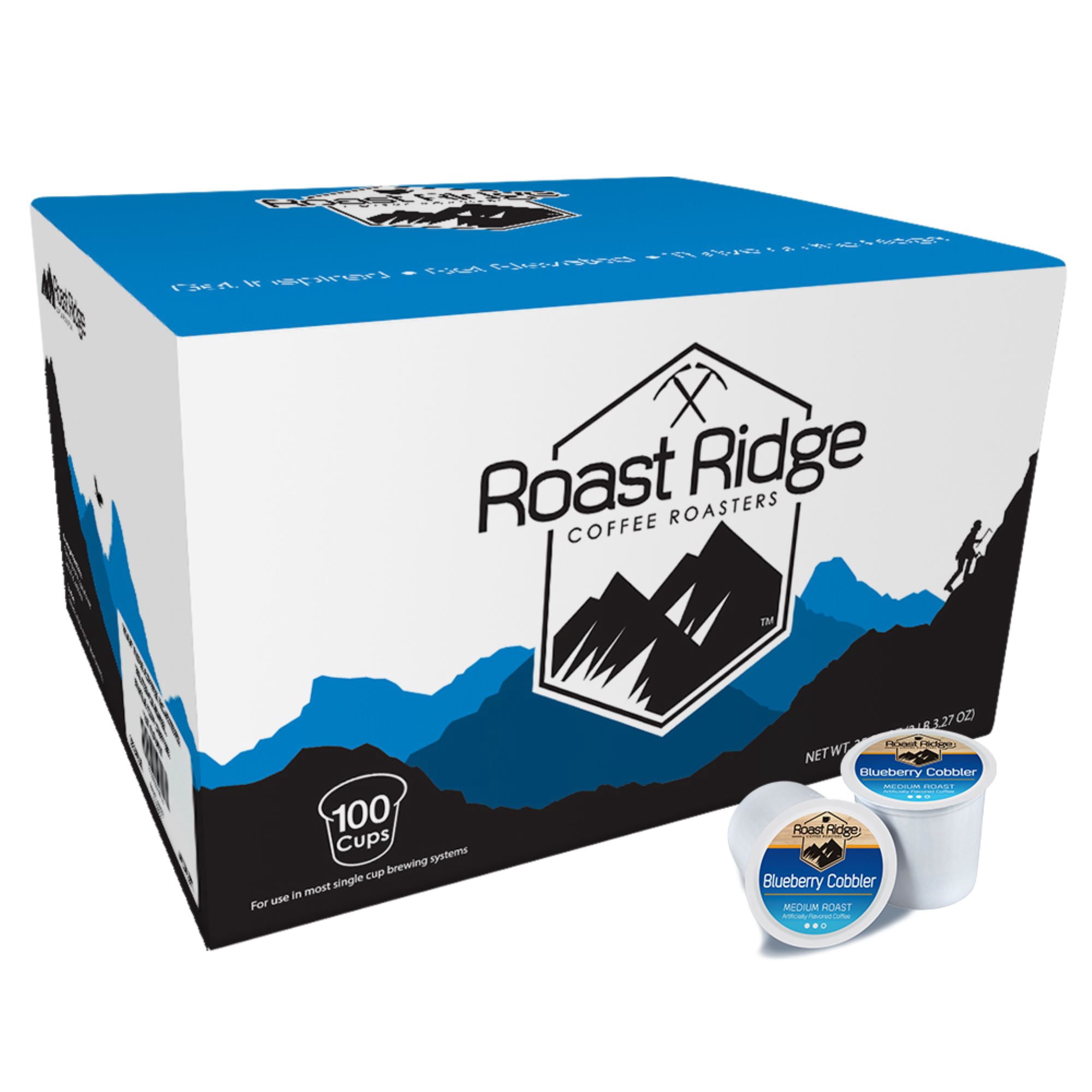 Roast Ridge Single Serve Coffee Pods for Keurig K-Cup Brewers, Blueberry Cobbler, Medium Roast, 100 Count