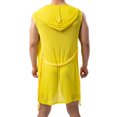 thumbnail image 4 of HaiMao Men's See Through Robe Hooded Bathrobe Sleeveless Lightweight Sleepwear Pajamas Yellow XL(XL), 4 of 4