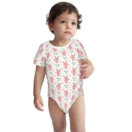 

Haiem Hello Rabbit Printed Unisex-Baby Short Sleeve Onesies Bodysuits Unisex Babies Snap-Up Rompers-3 Months