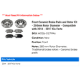thumbnail image 2 of Front Ceramic Brake Pads and Rotor Kit - 280mm Rotor Diameter - Compatible with 2014 - 2017 Kia Forte 2015 2016, 2 of 2