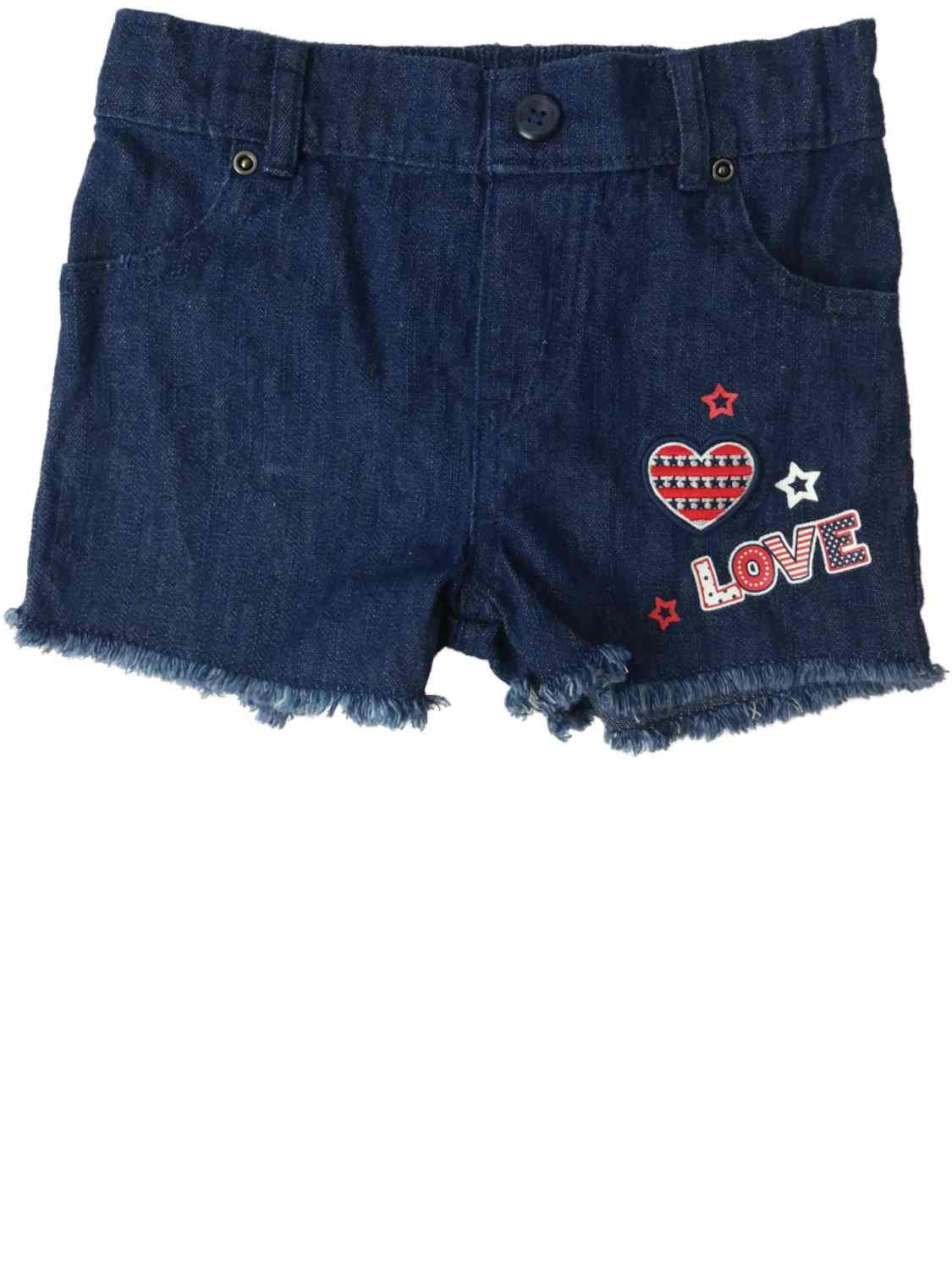 girls red denim shorts