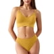 thumbnail image 1 of Conjunto de lencería sin costuras de 2 piezas con cuello en V para mujer: sujetador sin relleno y tanga, poliéster, color liso, estilo sexy/casual, adecuado para primavera/verano, 1 of 3
