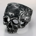 thumbnail image 2 of Stainless Steel Antique Retro Style Skull Death Gothic Punk Biker Halloween Party Ring, 2 of 4