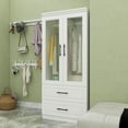 thumbnail image 3 of ModMakers 2-Door Wooden Armoire Wardrobe, 31.5" Modern Storage Cabinet with Acrylic Doors in White, 3 of 11