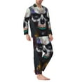 thumbnail image 2 of Salouo Modern Abstract Colorful Skull C Print Button-Front Long Sleeve Pajama Set for Men, Soft 2Pjs Men's Long Sleeve Sleepwear-X-Large, 2 of 7