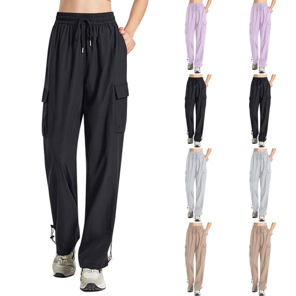Wide Leg Pants for Women, Casual Work Pants with Elastic Waist, Solid Color Trousers for Office, Lounge Palazzo Pants, Business Casual Style Gifts for Women | CSEONE,Black XL