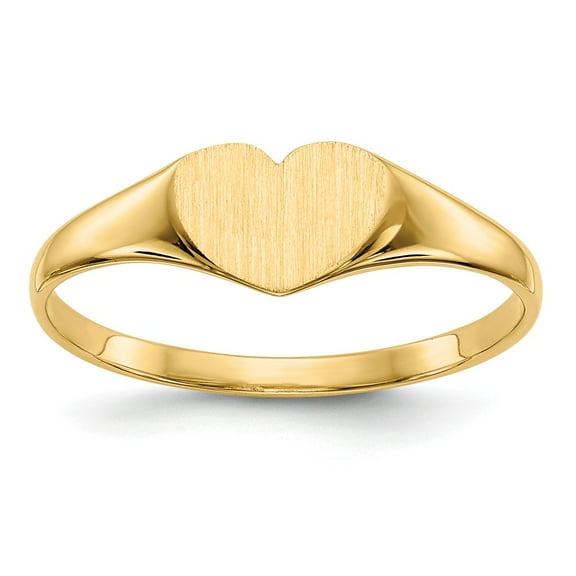 Real 14kt Yellow Gold 6.0x7.5mm Closed Back Heart Signet Ring Size: 6; for Adults and Teens; for Women and Men