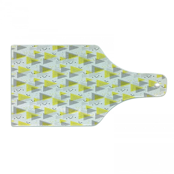 Geometric Cutting Board, Modern Geometrical Design with a Tech Layout Grid and Triangular Style, Decorative Tempered Glass Cutting and Serving Board, in 3 Sizes, by Ambesonne