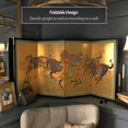 thumbnail image 3 of 6ft. Long Handpainted Goldleaf Chinese Silk Wall Art Screen - 6 Saddled Horses, 3 of 7