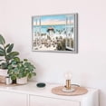 thumbnail image 2 of Open Window Canvas Wall Art: Sunset Coastal Beach Scenery Fake Window View Picture Blue Ocean Waves Seascape Painting Nautical Sailboats Prints Modern Natural Sea Landscape Artwork for Bedroom, 2 of 6