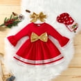 thumbnail image 2 of Odeerbi Toddler Girls Christmas Lace Sequins Bowknot Flared Sleeves Birthday Party Gown Dress, 2 of 9