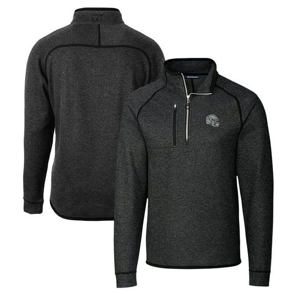 Men's Cutter & Buck  Charcoal Las Vegas Raiders Helmet Mainsail Sweater-Knit Half-Zip Pullover Jacket