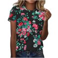 thumbnail image 1 of Tops de Ajuste Suelto para las Mujeres Impreso Manga Corta Suéter Camiseta Cuello Redondo Blusa Casual, Top de Moda para el Uso Diario Y las Salidas, 1 of 6