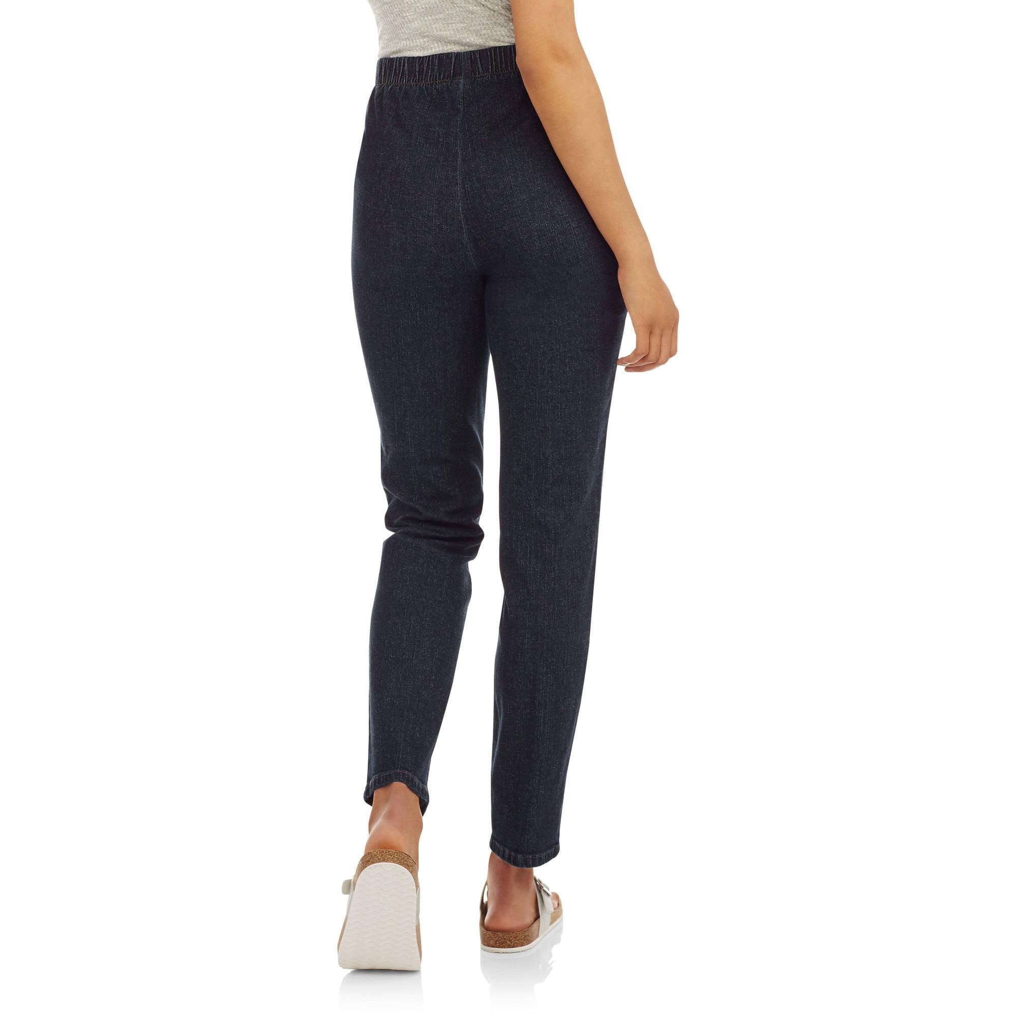 women's flat front back elastic stretch denim pants