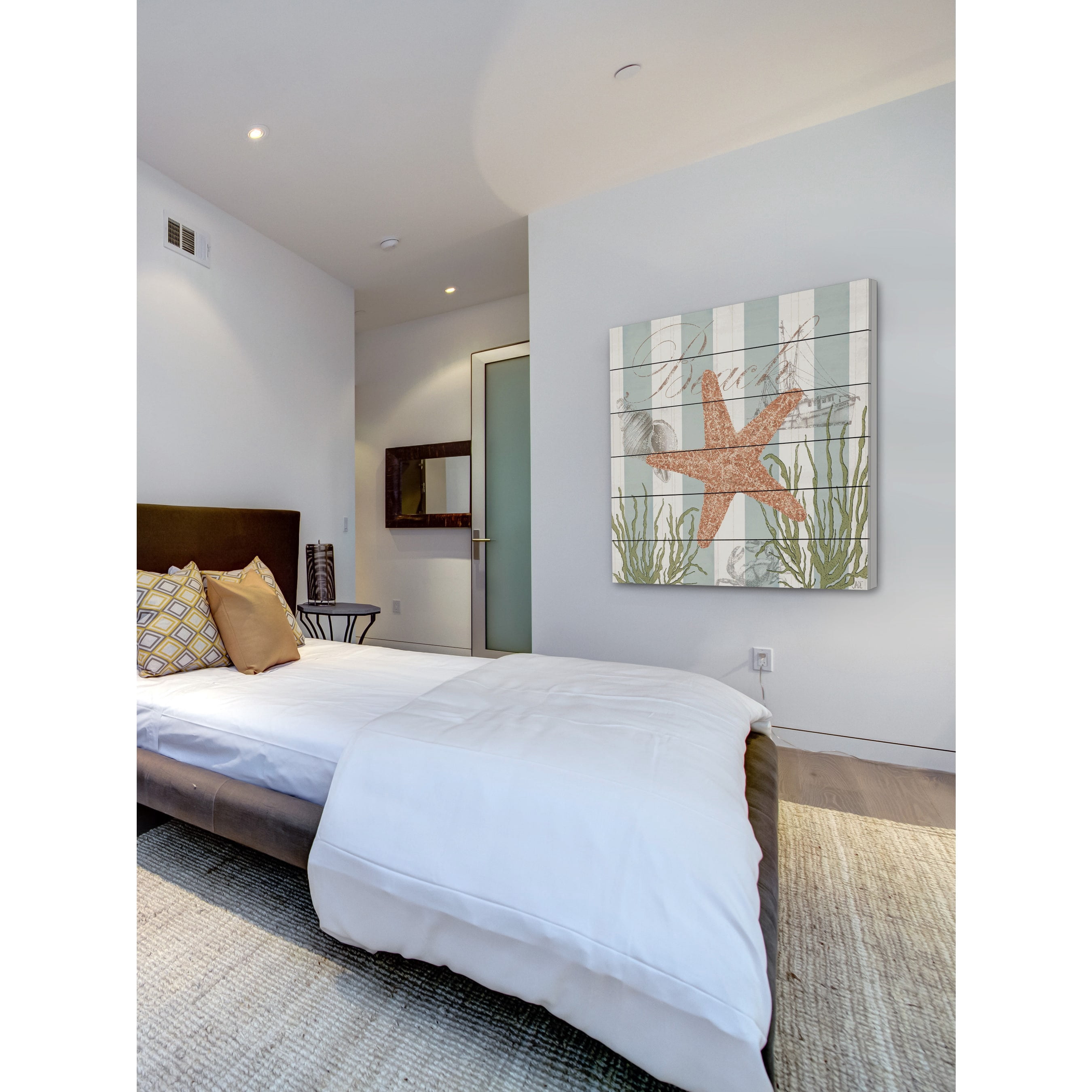 Marmont Hill "Gold Starfish" Painting Print on White Wood