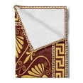 thumbnail image 2 of Greek Key Soft Flannel Fleece Throw Blanket, Old Fashioned Frame Design the Labyrinth and Curly Leaves Flowers, Cozy Plush for Indoor and Outdoor Use, 60" x 80", Ruby Yellow, by Ambesonne, 2 of 5