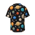 thumbnail image 6 of Lafuoo Planets In Deep Space Pattern Men's Cuban Collar Short Sleeve Shirt, Button-Down Resort Beach Pocket Shirt-Large, 6 of 7