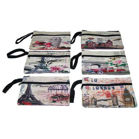 - Cosmetics Bags - Cosmetics Pouches - London Paris Eiffel Tower 6 Pc Pack - Gifts (CosBag36* )