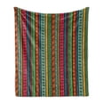thumbnail image 1 of Hippie Soft Flannel Fleece Throw Blanket, Hand Drawn Vertical Borders Colorful Native Culture Inspired, Cozy Plush for Indoor and Outdoor Use, 50" x 70", Multicolor, by Ambesonne, 1 of 6