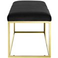 thumbnail image 3 of Modern Deco Contemporary Urban Design Living Room Lounge Club Lobby Accent Chair Bench, Velvet Fabric Metal Steel, Gold Black, 3 of 5