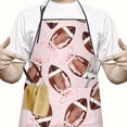 thumbnail image 2 of Pink Footballs with Bows Pattern Apron-Garden Aprons for Women with Pockets-Cotton Linen Waterproof Kitchen Cooking Gardening Aprons Adjustable for Kitchen,Cooking,BBQ and Salon 33x27 Inch, 2 of 4