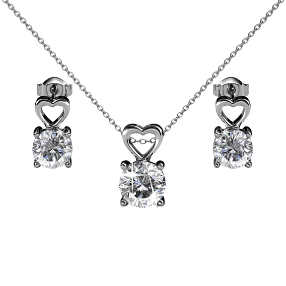 Cate & Chloe Marian 18k White Gold Plated Jewelry Set with Swarovski Crystals Gift for Women