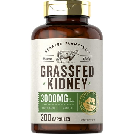 Grassfed Beef Kidney | 3000mg | 200 Capsules | by Herbage Farmstead