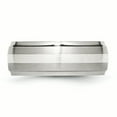 thumbnail image 3 of Bague en Acier Inoxydable avec Incrustation d'Argent Sterling, Bordure Ceinturée, Bande Brossée et Polie, Taille 10, 3 of 6