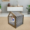 thumbnail image 3 of Art Deco Pet House, Crooked Lines Art Deco Template of Continuous Pattern on Wire Netting, Outdoor & Indoor Portable Dog Kennel with Pillow and Cover, 5 Sizes, Black and Pale Grey, by Ambesonne, 3 of 5