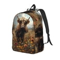 thumbnail image 1 of Disketp Grassland Sunflower Cow print Canvas Backpack Lightweight Travel Daypack Student Rucksack Laptop Backpack-Medium, 1 of 5