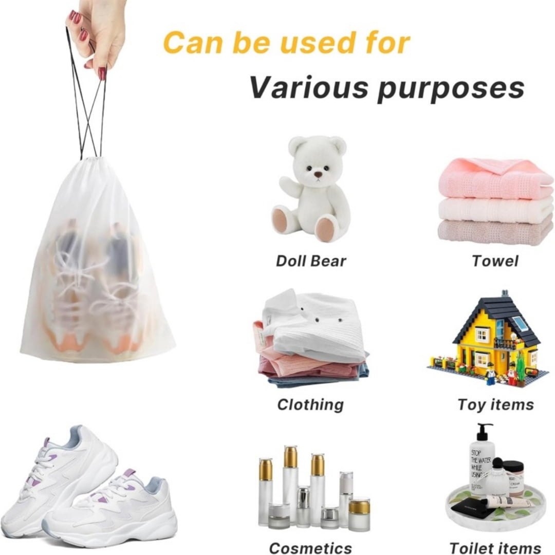 Shoe Storage Bags Frosted PE Drawstring Waterproof Dust-Proof for Travel