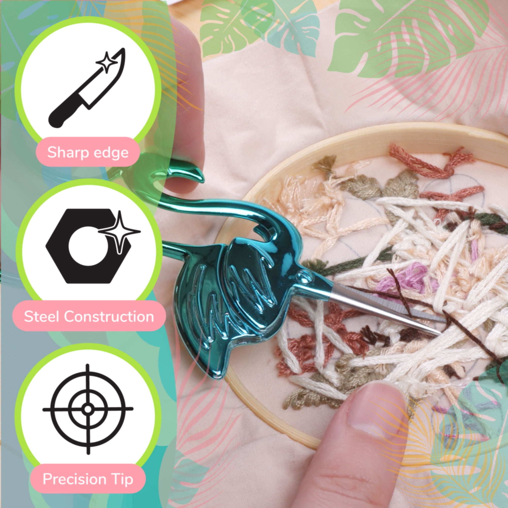 JubileeYarn Flamingo Embroidery Scissors - Mint - 1 Scissor