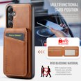 thumbnail image 2 of Dteck for Samsung Galaxy S24 FE Case Magnetic with Detachable Card Holder Wallet, Compatible with MagSafe, Premium RFID Blocking PU Leather Slim Shockproof Case for Galaxy S24 FE 5G,Brown, 2 of 7