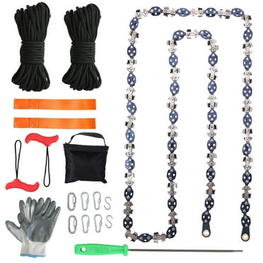 53 Inch High Reach Tree Limb Hand Rope Saw, 68 Sharp Teeth Blades on Both Sides, Folding Rope Chain Saw