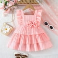 thumbnail image 2 of Glisme Girls Dresses Baby Sweet Bow Cake Layer Dress Summer Casual Tutu Dress For Everyday Wear Red Sundress Size 9-12 Months, 2 of 8