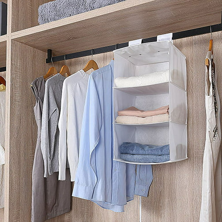 Mainstays 3 Shelf Hanging Closet Organizer, Arctic White / Non-Woven 