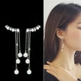 thumbnail image 3 of Besufy Earrings Environmental Friendly Elegant Long Style Women Tassel Faux Pearls Earrings for Wedding, 3 of 6
