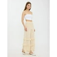 thumbnail image 3 of High-Waist Wide-Leg Linen Trousers with Tassel-Hem, 3 of 5