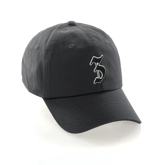 Daxton Old English 3D Alphabet Letters Numbers Initial Baseball Dad Hat - Charcoal, Letter Z