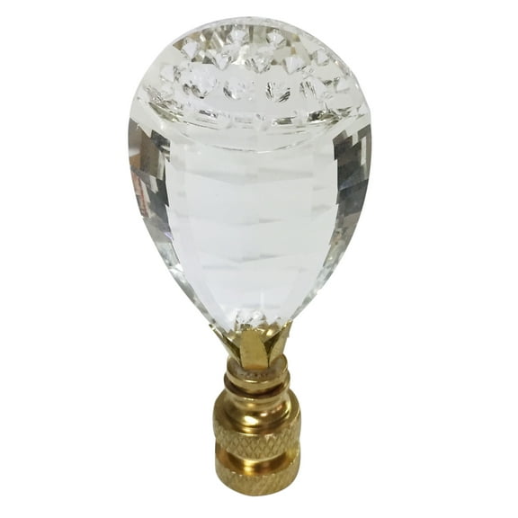 Royal Designs, Inc. Balloon Drop Clear K9 Crystal Lamp Finial for Lamp Shade, CCF-2011-PB-1, Polished Brass, Single